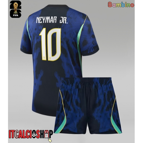 Brasile Neymar Jr #10 Seconda Maglia Bambino Mondiali 2026 Manica Corta (+ Pantaloni corti)